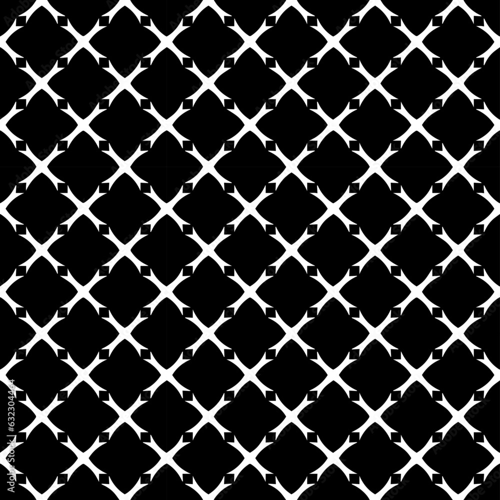 Naklejka premium Black and white seamless pattern texture. Greyscale ornamental graphic design. Mosaic ornaments. Pattern template. Vector illustration. EPS10.