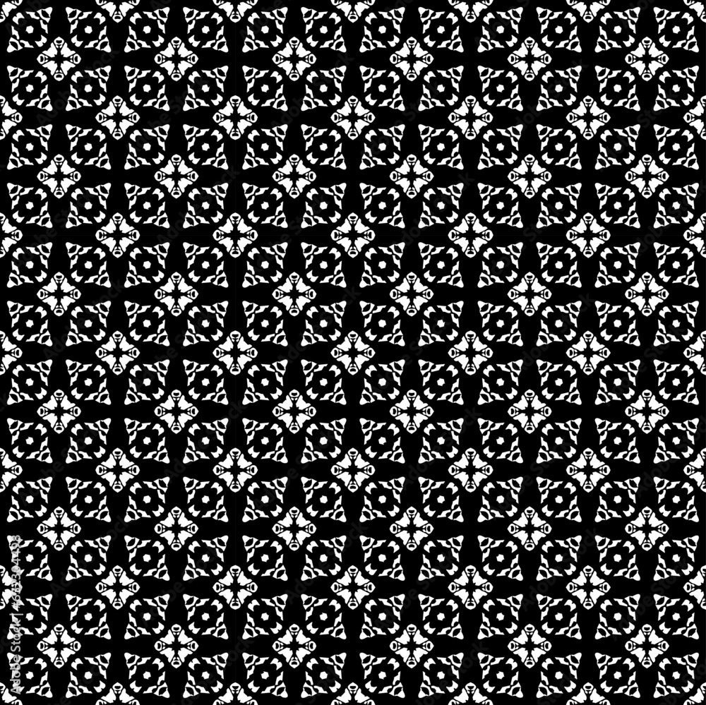 Black and white seamless pattern texture. Greyscale ornamental graphic design. Mosaic ornaments. Pattern template. Vector illustration. EPS10. Black and white seamless pattern texture. Greyscale ornamental graphic design. Mosaic ornaments. Pattern template. Vector illustration. EPS10.