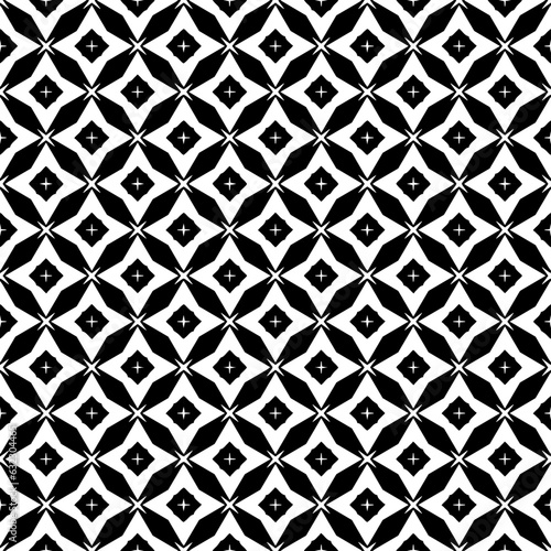 Black and white seamless pattern texture. Greyscale ornamental graphic design. Mosaic ornaments. Pattern template. Vector illustration. EPS10.