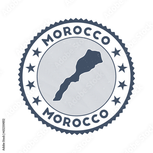 Morocco emblem. Country round stamp with shape of Morocco, isolines and round text. Astonishing badge. Classy vector illustration.