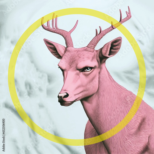 Deer in circle, Illustration