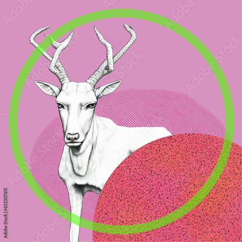 Deer in green circle, Illustration