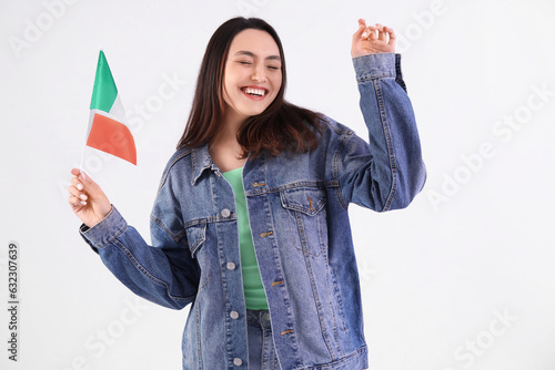 Young woman with flag of It...