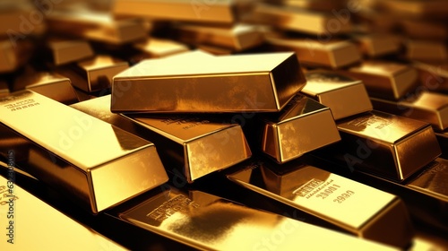 Background with pile of gold bars. Financial success  business investment and wealth concept