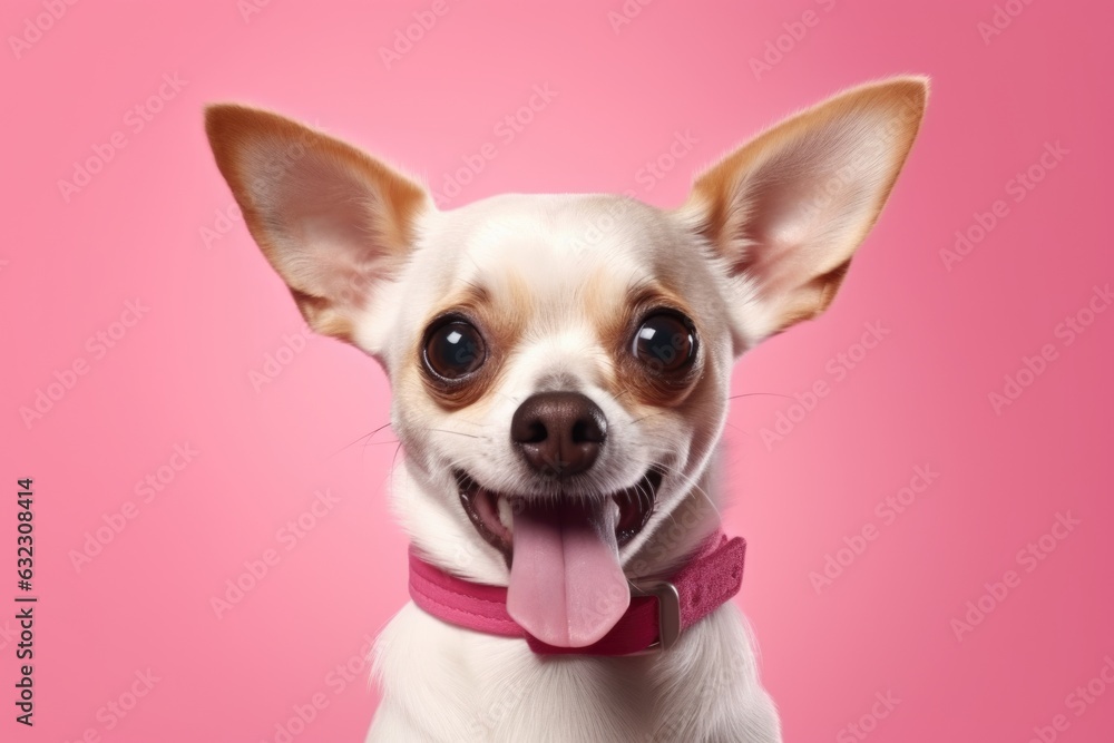 cute dog on pink background, AI Generated