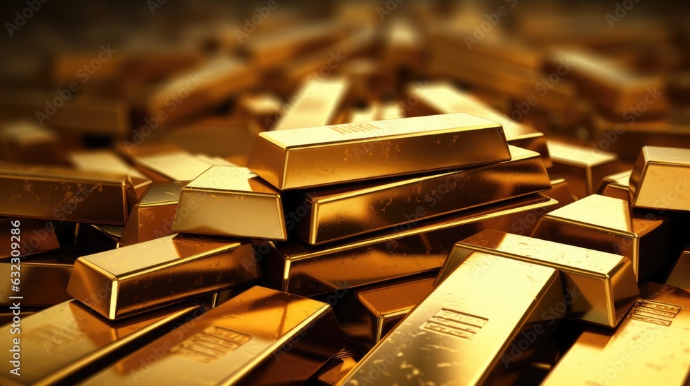 Background with pile of gold bars. Financial success, business investment and wealth concept Background with pile of gold bars. Financial success, business investment and wealth concept