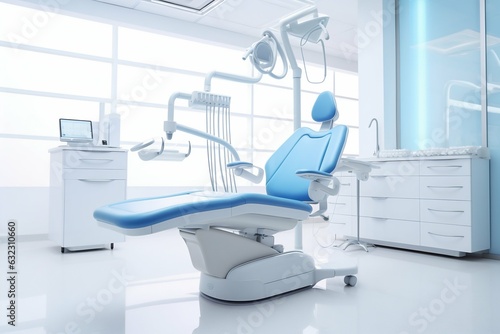Dental Clinic Chair in Dental Clinic Interior. Generative ai