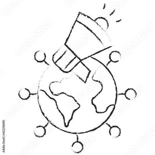 Vector hand drawn Global marketing illustration