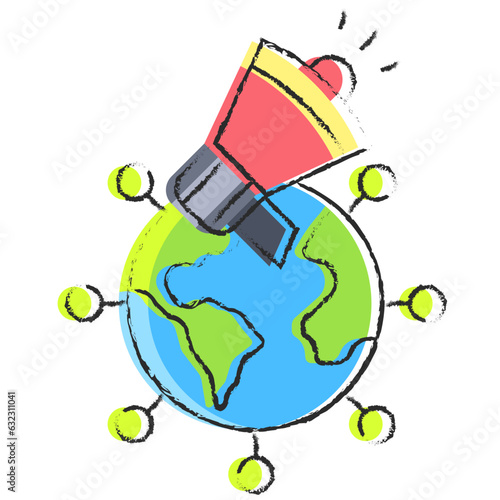 Vector hand drawn Global marketing illustration