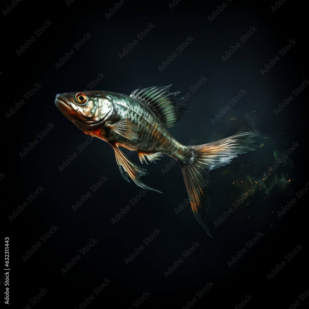 Flying Illuminated Fish in Water. Generative ai Flying Illuminated Fish in Water. Generative ai