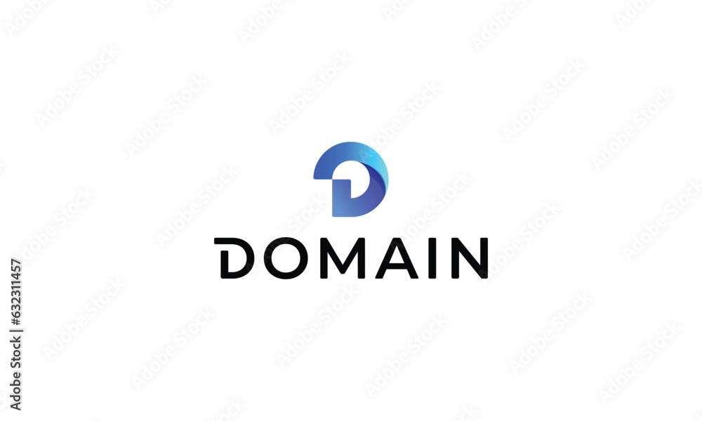 Letter D modern minimal 3d blue colour logo Letter D modern minimal 3d blue colour logo