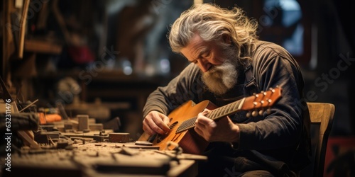 illustration of guitar maker, generative AI