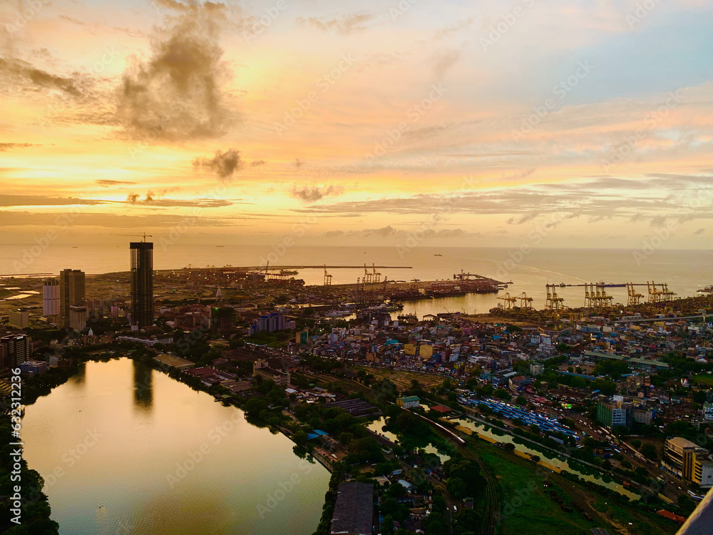 The Lotus Tower in Colombo offers a breathtaking view that encompasses the bustling cityscape and the serene waters of Beira Lake. 
