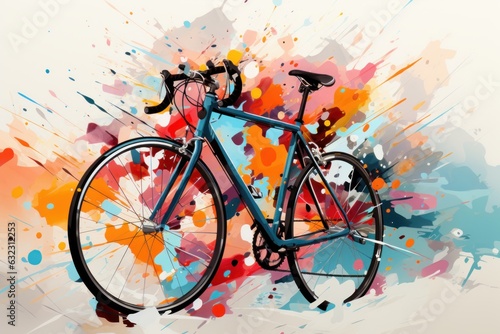 Abstract modern digital colorful art made with foot bicycle with geometric shapes. © ThisaraDL