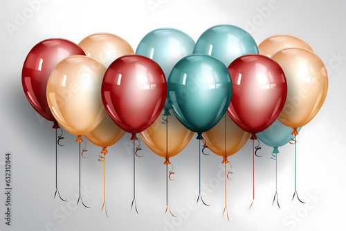 birthday party balloons  colourful balloons background and birthday cake with candles 