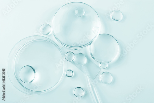 Chemical laboratory research. Abstract cosmetic laboratory. Glass model of molecules.