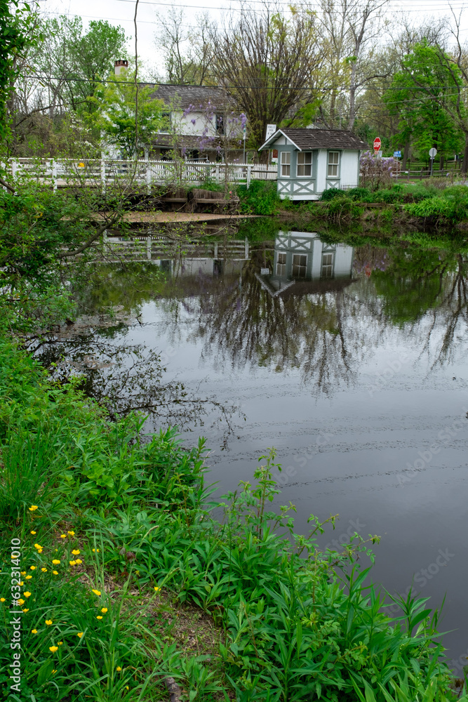 reflections along the canal in the spring