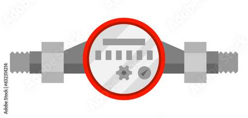 Illustration of water meter. Industrial image of plumbing object.