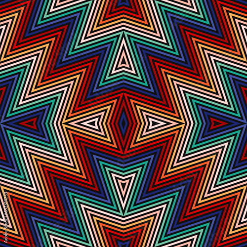 Colorful line vector seamless pattern. Chevron stripes background. Texture with lines, striped zig zag, quirky shapes. Simple abstract geometric background with gradient effect. Trendy retro design