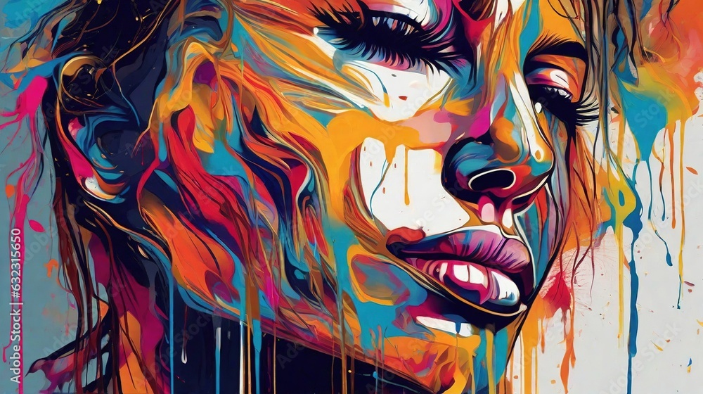 Obraz premium abstract representation of a woman's face dripping with paint