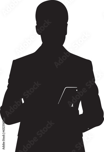 business man browsing cell phone vector silhouette