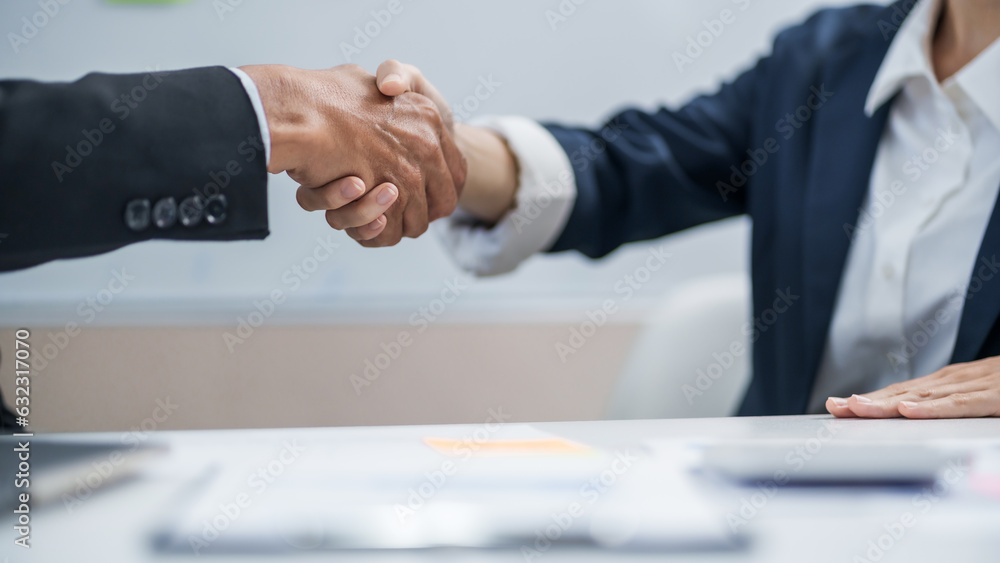 Executives business partnership handshake in meeting room.. Executives business partnership handshake in meeting room..