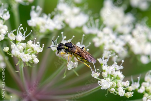 Common sawfly, Tenthredo notha, on a flower photo