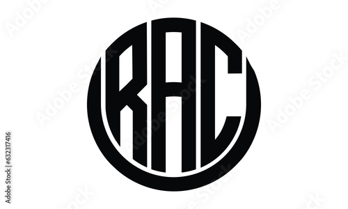 RAC shield in circle logo design vector template. lettermrk, wordmark, monogram symbol on white background.	 photo