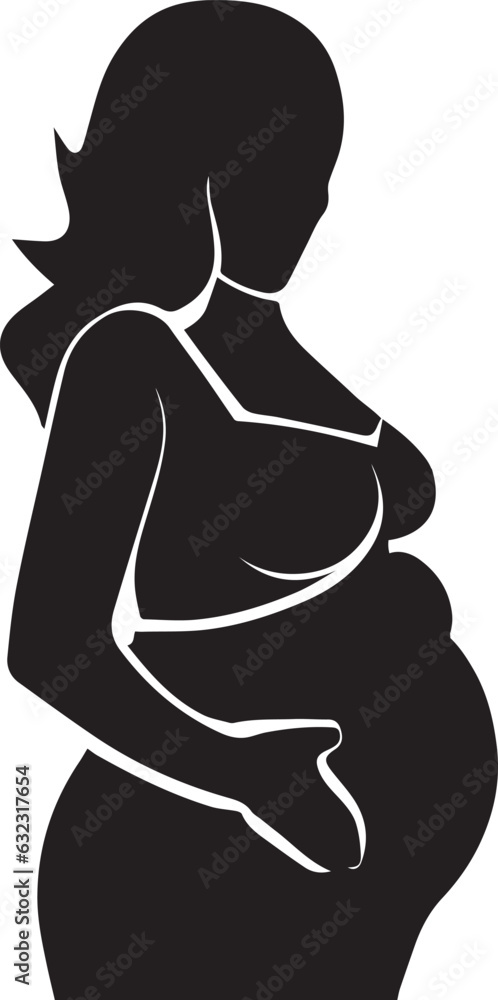 Pregnant woman vector silhouette