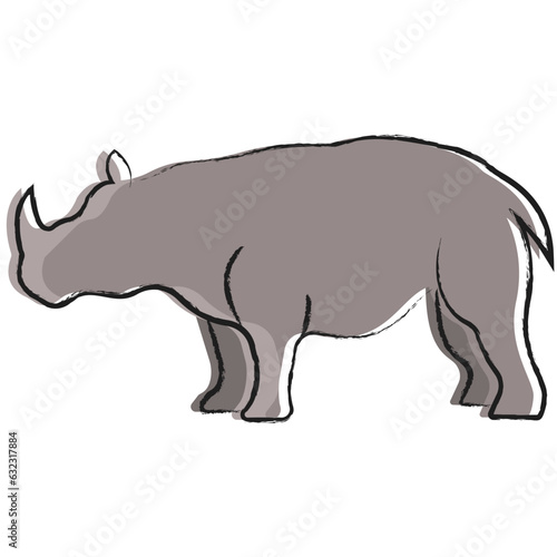 Vector hand drawn Rhinoceros illustration