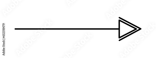 Arrow simple hand drawn vector illustration, horizontal sign pointing direction to right