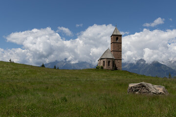 Handdoek met foto Huisarts Sint Katharina kerk Hafling Zuid-Tirol  © eberwolf
