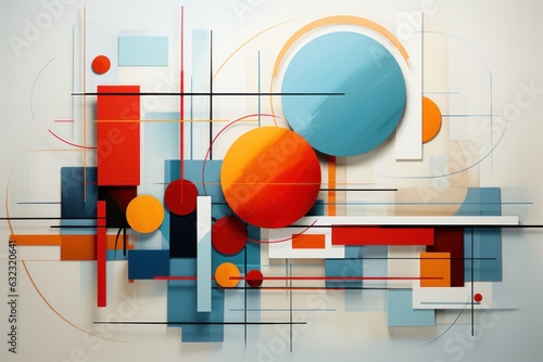 Abstract modern colorful digital art made with geometric shapes.