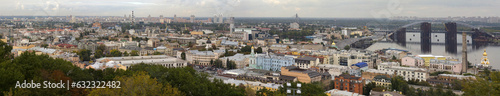 Fototapeta Naklejka Na Ścianę i Meble -  The city of Kyiv, the capital of Ukraine, in the frame of the camera, a panorama of Podil - the most ancient part of the community.