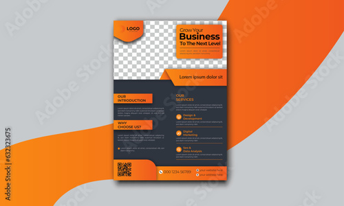 Corporate business flyer template design with gradient color. Poster, leaflet design for promotional purposes, a4 size half page one side with bleed & margin, use to use and edit, print ready flier. photo