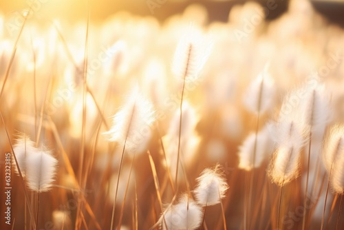 Abstract nature background - tussock cottongrass at sunset light