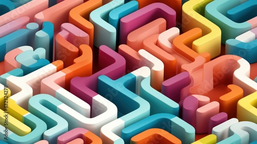 Pastel Labyrinth: Seamless Isometric Maze Pattern
