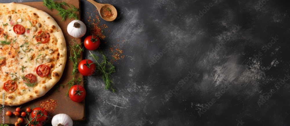 Fotografie pizza or bread cutting board for homemade baking on a table