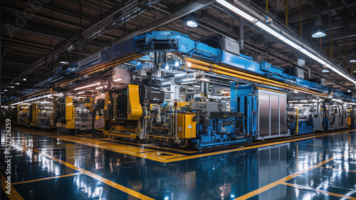 Factory equipment, tech and industry. 16:9. Generative AI.