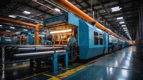 Factory equipment, tech and industry. 16:9. Generative AI.