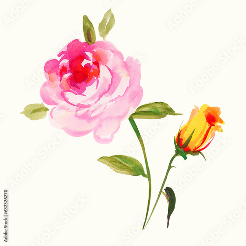 Isolated watercolor style flowers for multipurpose use