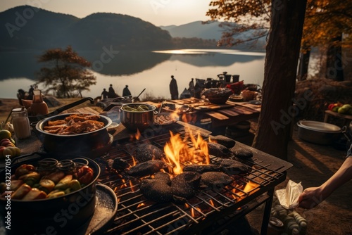 Cocinando en una cabaña con vistas a la montaña, horno de leña en la naturaleza, hotel rural en el bosque