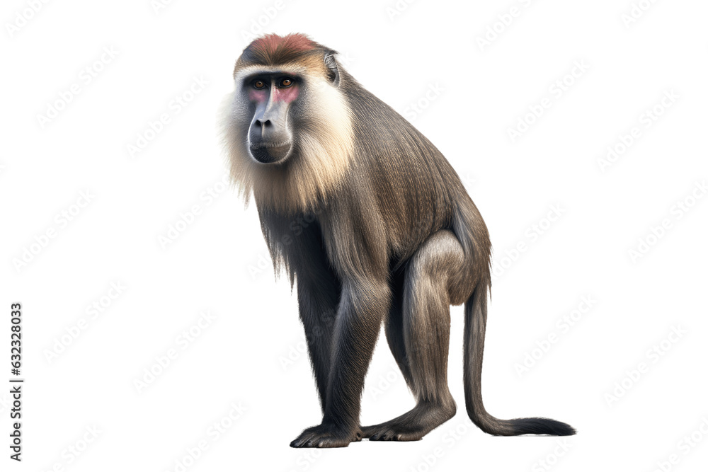 Fototapeta premium African Mandrill isolated on transparent background.