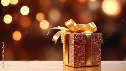 Festive gift box against bo...