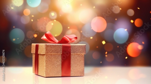 Festive gift box against bo...