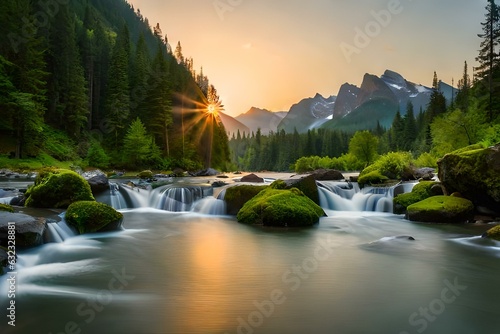 waterfall in the mountains