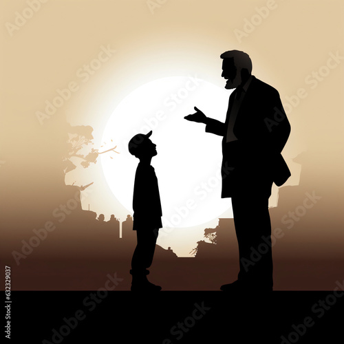 An Older Man Instructs a Child