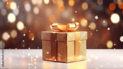Festive gift box against bo...
