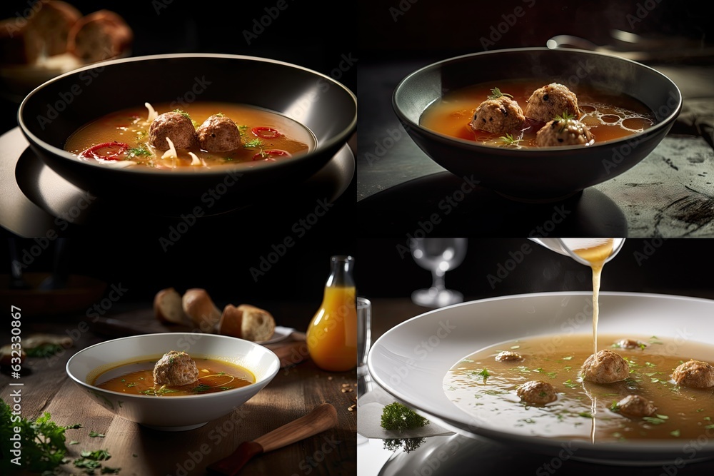 Meatball Soup, Mexican Albondigas, Spicy Food with Meat Balls, Meatball Soup, Abstract Generative Ai Illustration Meatball Soup, Mexican Albondigas, Spicy Food with Meat Balls, Meatball Soup, Abstract Generative Ai Illustration