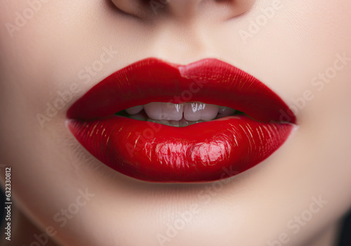 Woman Lips Closeup, Red Lipstick Makeup, Beautiful Mouth Make-Up, Model Girl Lip, Lips Macro